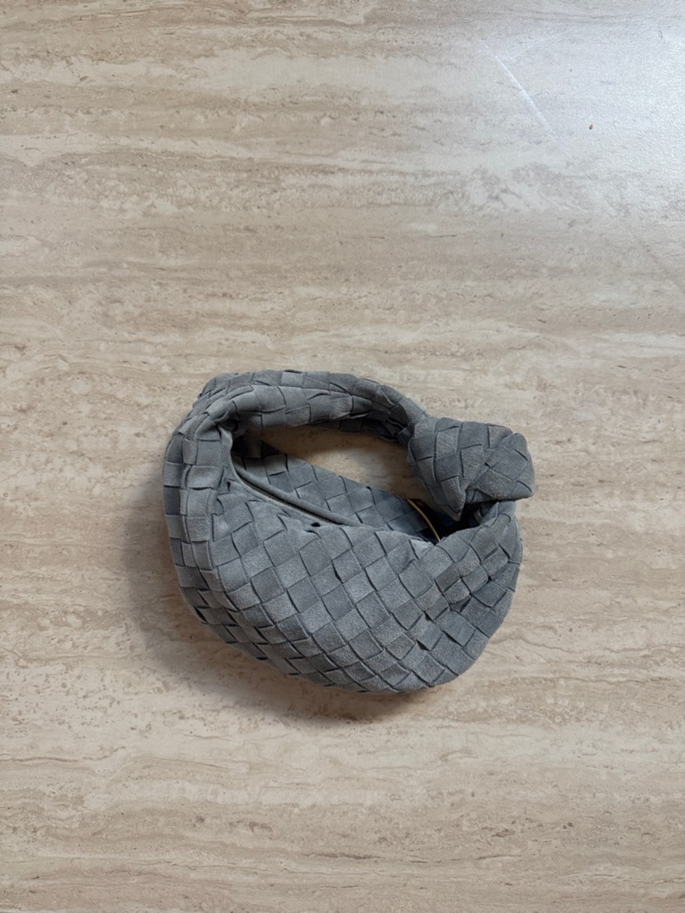 Bottega Veneta Mini Jodie Grey Suede Handbag - Perfect Condition - W Dustbag